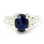 Sterling Silver Ladies Ring, Created Blue Sapphire, SR005