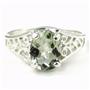Sterling Silver Ladies Ring, Green Amethyst, SR005