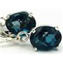 925 Sterling Silver Leverback Earrings, London Blue Topaz, SE007