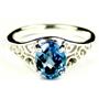 Sterling Silver Ladies Ring, Swiss Blue Topaz, SR005