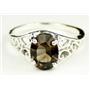 Sterling Silver Ladies Ring, Smoky Quartz, SR005