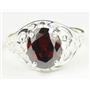 Sterling Silver Ladies Ring, Garnet CZ, SR004