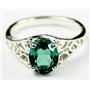 Sterling Silver Ladies Ring, Russian Nanocrystal Emerald, SR005