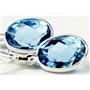 925 Sterling Silver Leverback Earrings, Swiss Blue Topaz, SE001