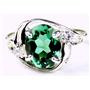 Sterling Silver Ladies Ring, Russian Nanocrystal Emerald, SR021