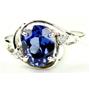 Sterling Silver Ladies Ring, Created Blue Sapphire, SR021