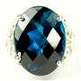 Sterling Silver Ladies Ring, London Blue Topaz, SR049