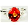 SR139, Created Padparadsha Sapphire, 925 Silver Ring