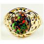 10K, 14K or 18K Gold Ladies Ring, Created Black Opal, R004