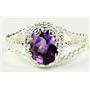 925 Sterling Silver Ladies Ring, Amethyst, SR070