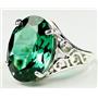 Sterling Silver Ladies Ring, Russian Nanocrystal Emerald, SR049