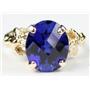 10K, 14K or 18K Gold Angel Ring, Created Blue Sapphire, R154