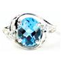 Sterling Silver Ladies Ring, Swiss Blue Topaz, SR021