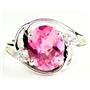 Sterling Silver Ladies Ring, Created Pink Sapphire, SR021
