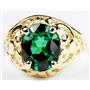 10K, 14K or 18K Gold Ladies Ring, Russian Nanocrystal Emerald, R004