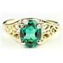 10K, 14K or 18K Gold Ladies Ring, Russian Nanocrystal Emerald, R005