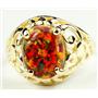 10K, 14K or 18K Gold Ladies Ring, Created Red/Brown Opal, R004