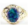 10K, 14K or 18K Gold Ladies Ring, Created Blue/Green Opal, R004