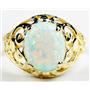 10K, 14K or 18K Gold Ladies Ring, Created White Opal, R004