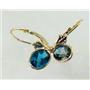 14k Gold Leverback Earrings, London Blue Topaz, E001