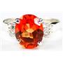 Created Padparadsha Sapphire, 925 Silver Ring, SR123