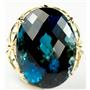 10K, 14K or 18K Gold Ladies Ring, London Blue Topaz, R068