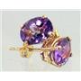 14k Gold Post Earrings, Amethyst, E002