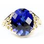 10K, 14K or 18K Gold Ladies Ring, Created Blue Sapphire, R057