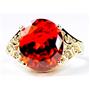 10K, 14K or 18K Gold Ladies Ring, Created Padparadscha CZ, R057