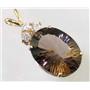 P016, Smoky Quartz, 14K Gold Pendant