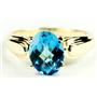 10K, 14K or 18K Gold Ladies Ring, Swiss Blue Topaz, R058