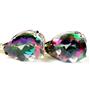 14k Gold Leverback Earrings, Mystic Fire Topaz, E327