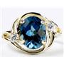 10K, 14K or 18K Gold Ladies Ring, London Blue Topaz, R021