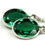 925 Sterling Silver Threader Earrings, Russian Nanocrystal Emerald, SE005