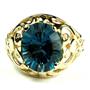10K, 14K or 18K Gold Ladies Ring, Concave Cut London Blue Topaz, R004