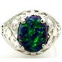 Sterling Silver Ladies Ring, Created Blue/Green Opal, SR004