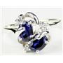 Sterling Silver Ladies Ring, Created Blue Sapphire, SR016