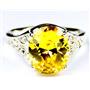 SR057, Golden Yellow CZ, 925 Sterling Silver Ring