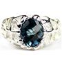 925 Sterling Silver Men's Nugget Ring, London Blue Topaz, SR168