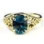 10K, 14K or 18K Gold Ladies Ring, Concave Cut London Blue Topaz, R005