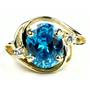 10K, 14K or 18K Gold Ladies Ring, Swiss Blue CZ, R021