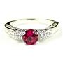 925 Sterling Silver Engagement Ring, Created Ruby w/ Accents, SR254