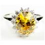 SR283, Golden Yellow CZ, 925S Sterling Silver Ring