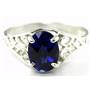 SR305, Created Blue Sapphire, 925 Sterling Silver Ring