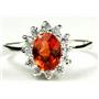 SR235, Created Padparadsha Sapphire, 925 Sterling Silver Ring