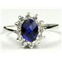 SR235, Created Blue Sapphire, 925 Sterling Silver Ring