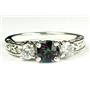 925 Sterling Silver Engagement Ring, Mystic Fire Topaz w/ Accents, SR254