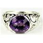 925 Sterling Silver Ladies East-West Ring, Amethyst, SR360