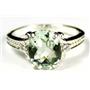 925 Sterling Silver Ladies Ring, Green Amethyst, SR136