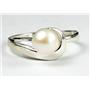 SR340, 6mm Pearl, 925 Sterling Silver Ring